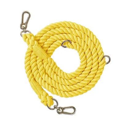 Braided Cotton Rope Dog Leash Yellow Small