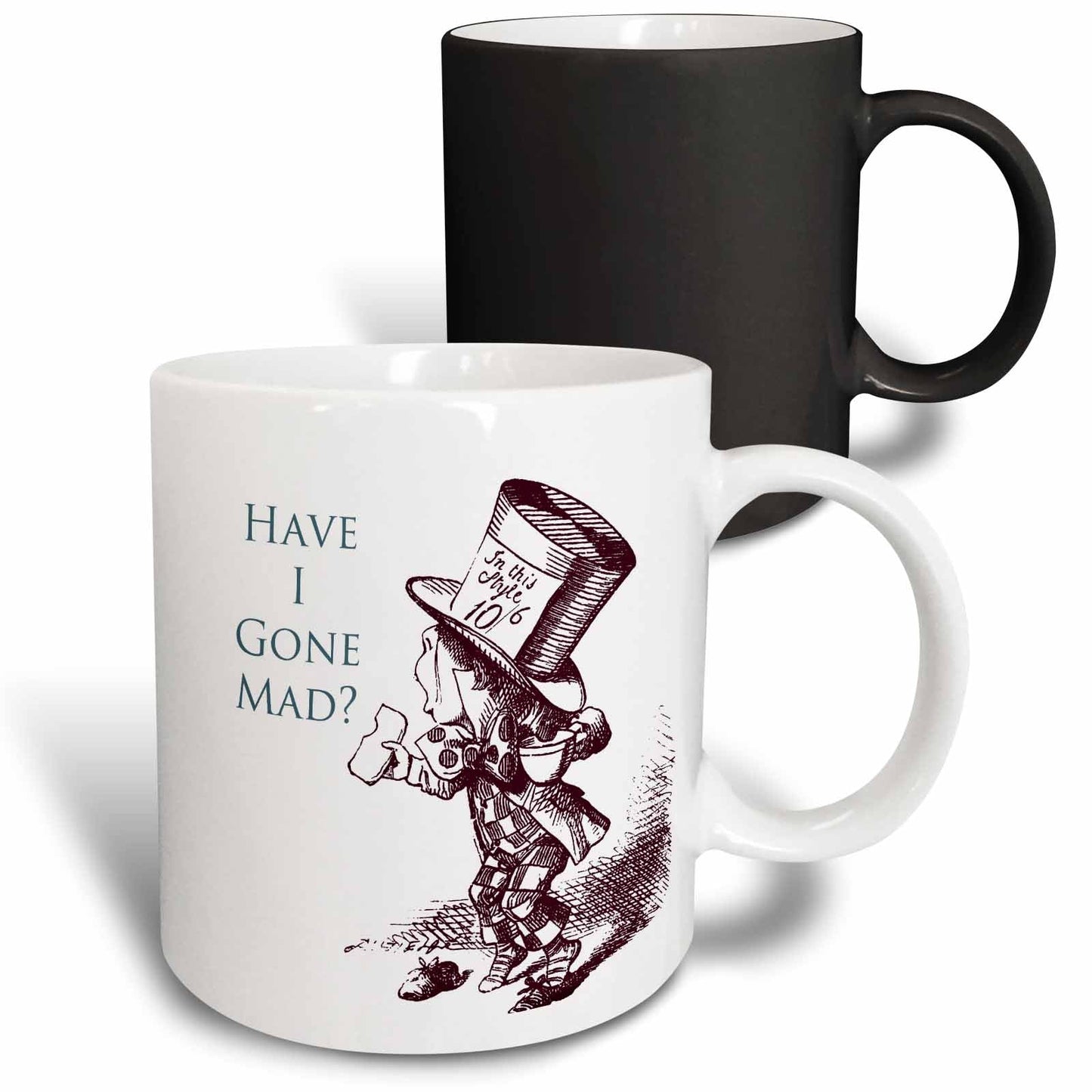 3dRose PS Vintage - Mad Hatter Have I gone Mad Alice in Wonderland - Mugs (mug_110410) - 11oz Magic Transforming Mug - Mug