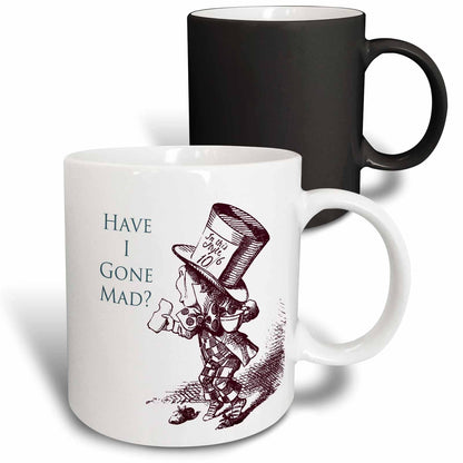 3dRose PS Vintage - Mad Hatter Have I gone Mad Alice in Wonderland - Mugs (mug_110410) - 11oz Magic Transforming Mug - Mug