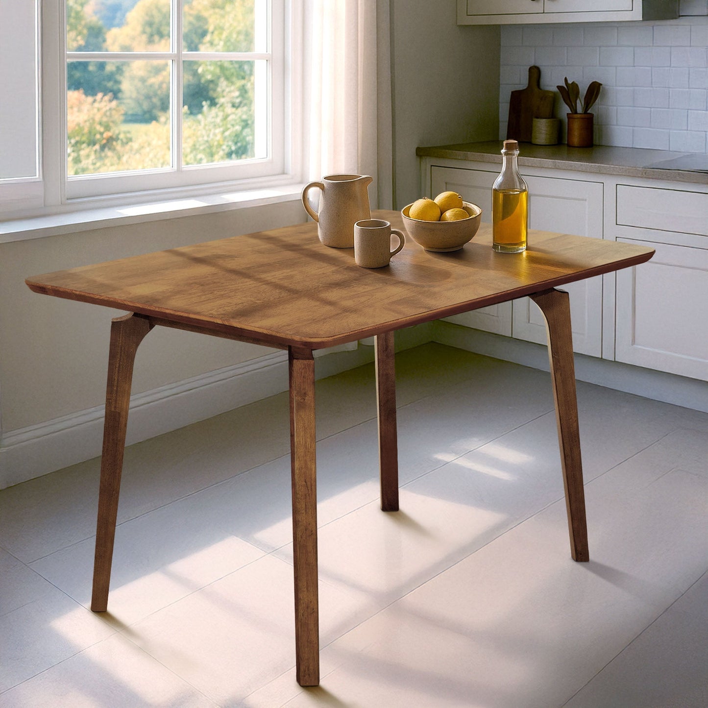 Acacia Verve 48" Solid Wood Dining Table - Ideal Kitchen Table for 4 - Walnut - Table