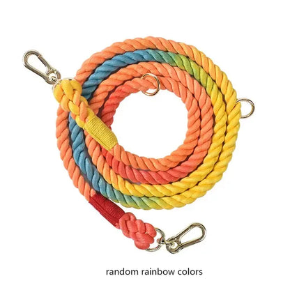 Braided Cotton Rope Dog Leash blue orange Small