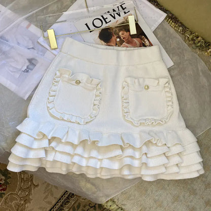 White Versatile Ruffled Skirt - - skirt