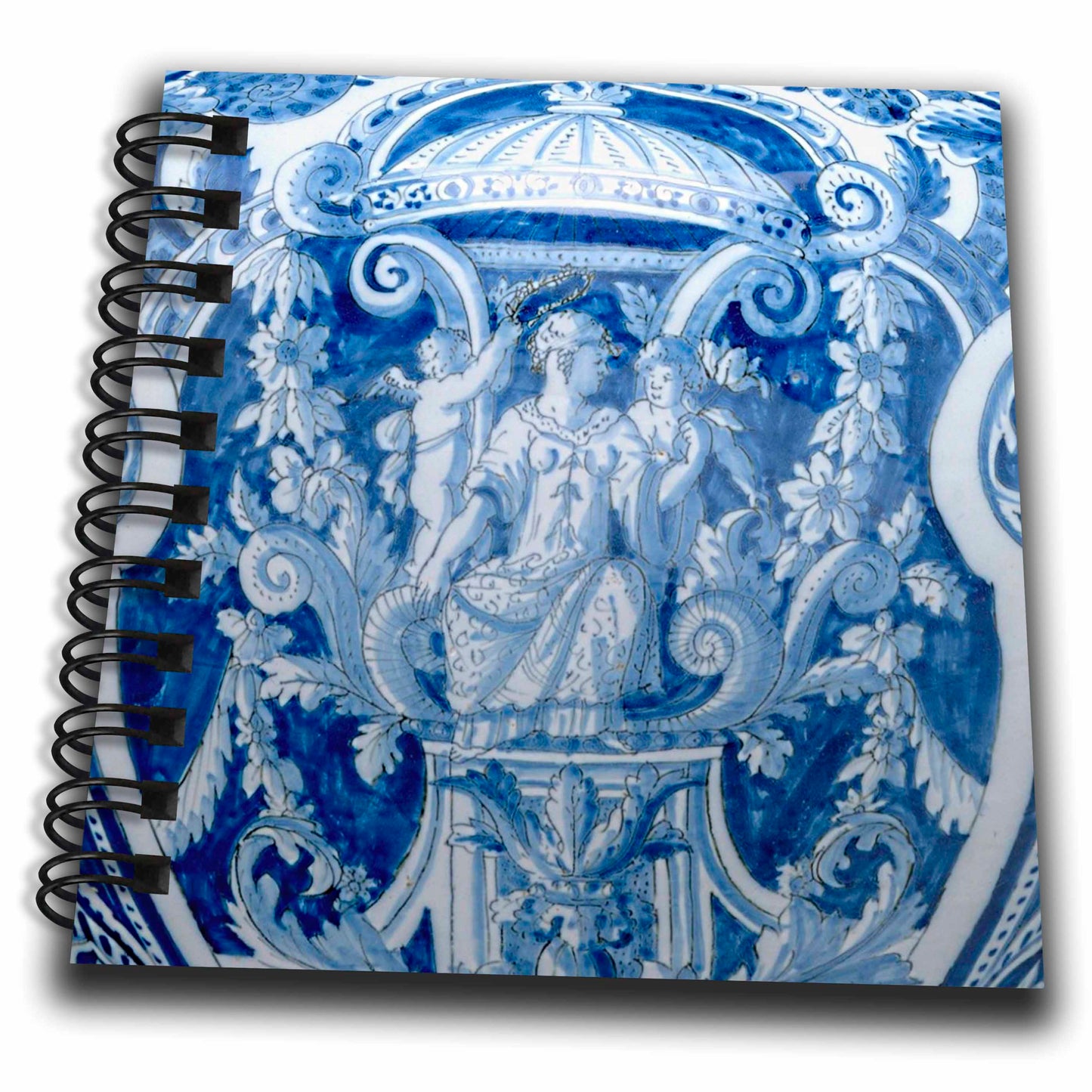 3dRose Blue and White Delft Dutch Vintage Art Cupid Angels Crowning... - Drawing Books (db-371800) - Mini Notepad 4 x 4 inch - Drawing Book