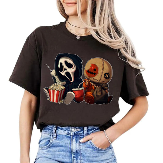 "Mini Halloween Popcorn" T-shirt - Cute Unisex Holiday Tee, Spooky Season Apparel - - T-Shirt