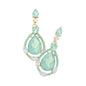 Crystal Rhinestone Teardrop Evening Earrings - Mint Opal - Earrings