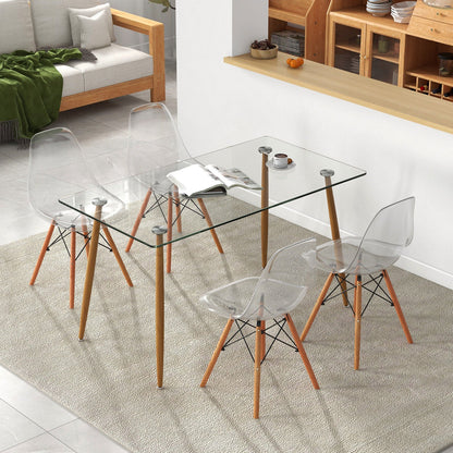 5 Pieces Rectangle Dining Table Set with 51 Inch Glass Tabletop - -