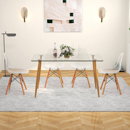 5 Pieces Rectangle Dining Table Set with 51 Inch Glass Tabletop - -