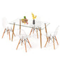 5 Pieces Rectangle Dining Table Set with 51 Inch Glass Tabletop - Transparent -