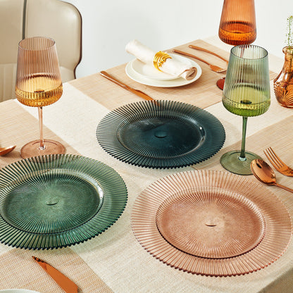 Tonal Ribbed Glass Plate, Set of 6 - - Plate