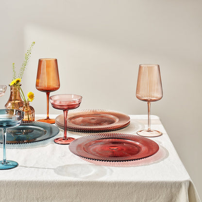 Tonal Ribbed Glass Plate, Set of 6 - - Plate