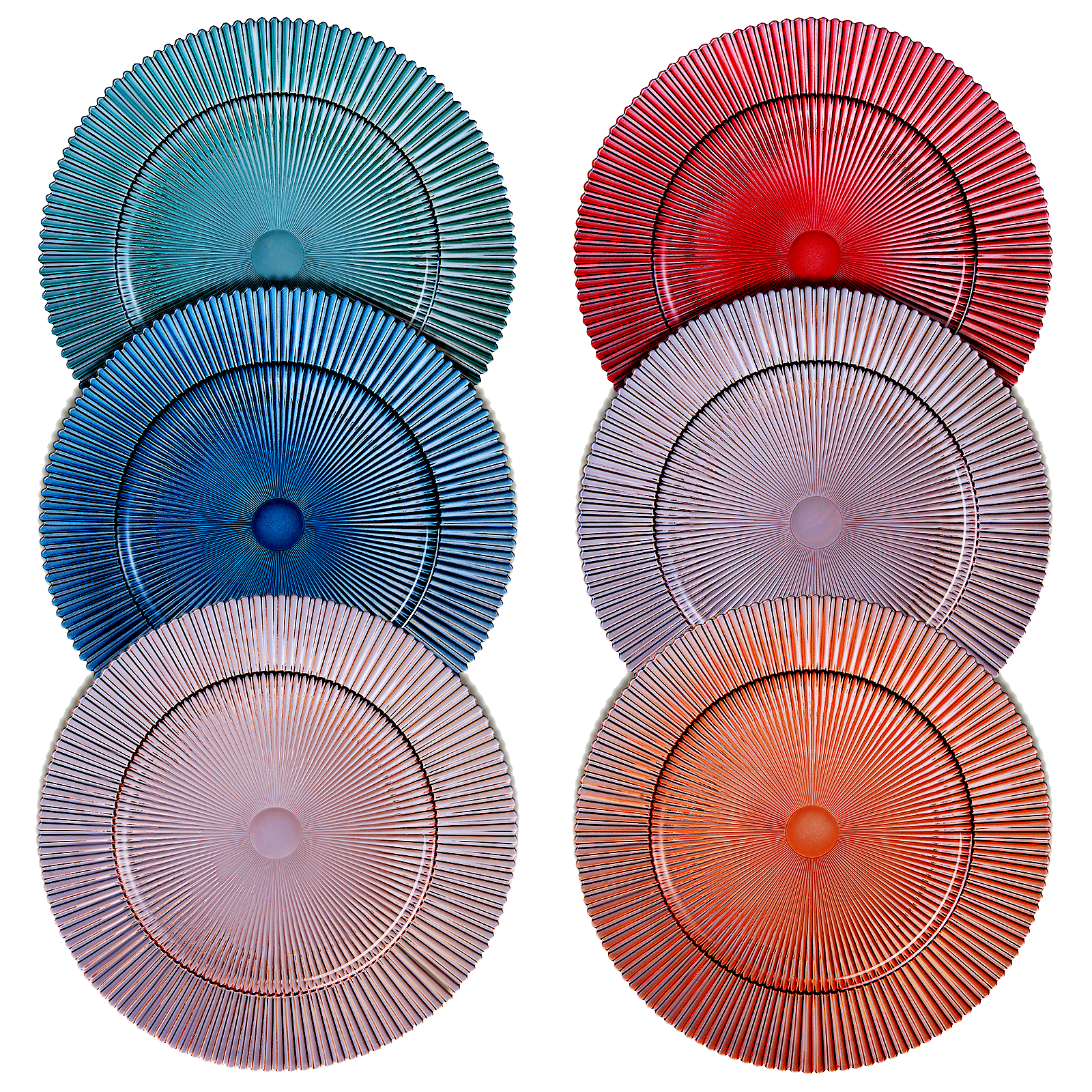 Tonal Ribbed Glass Plate, Set of 6 - - Plate