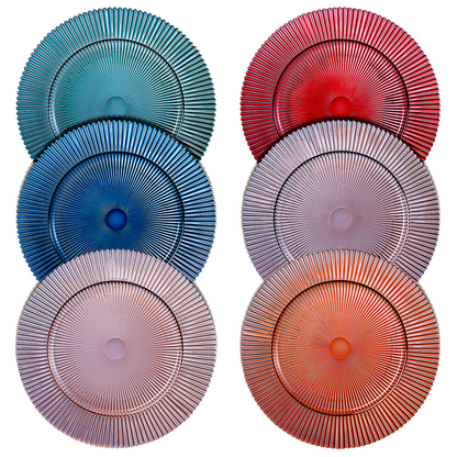 Tonal Ribbed Glass Plate, Set of 6 - - Plate