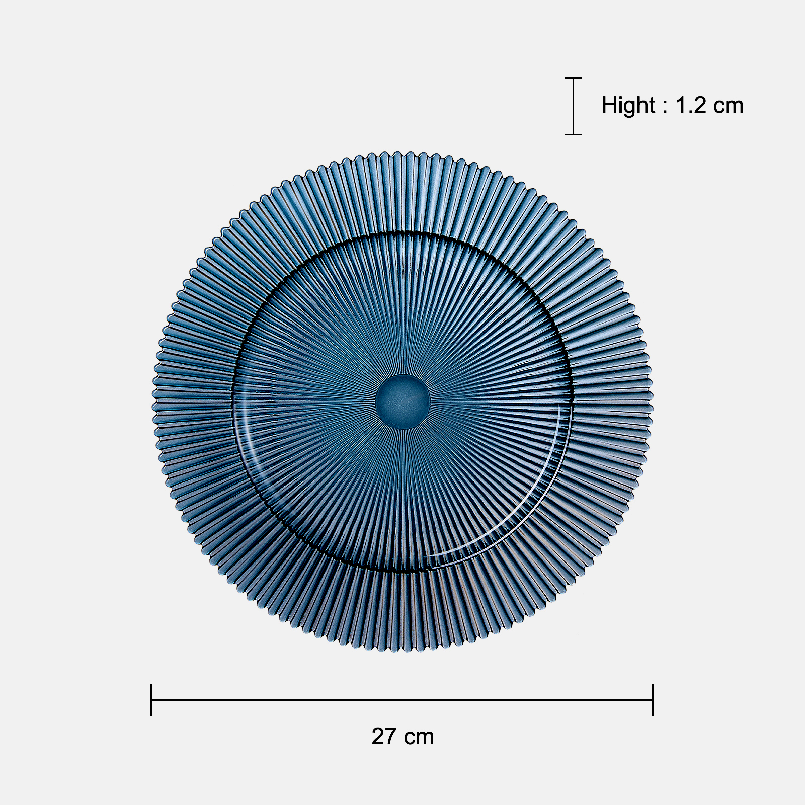 Tonal Ribbed Glass Plate, Set of 6 - - Plate