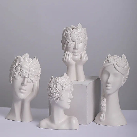 Nordic Simple Matte White Ceramic Body Vases - - flower vase