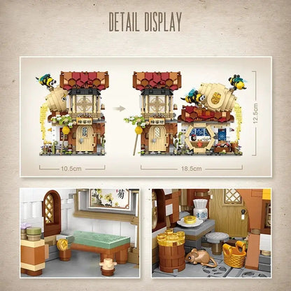 Mini Street View Bee Shop Building Blocks Toy Kia Day Design