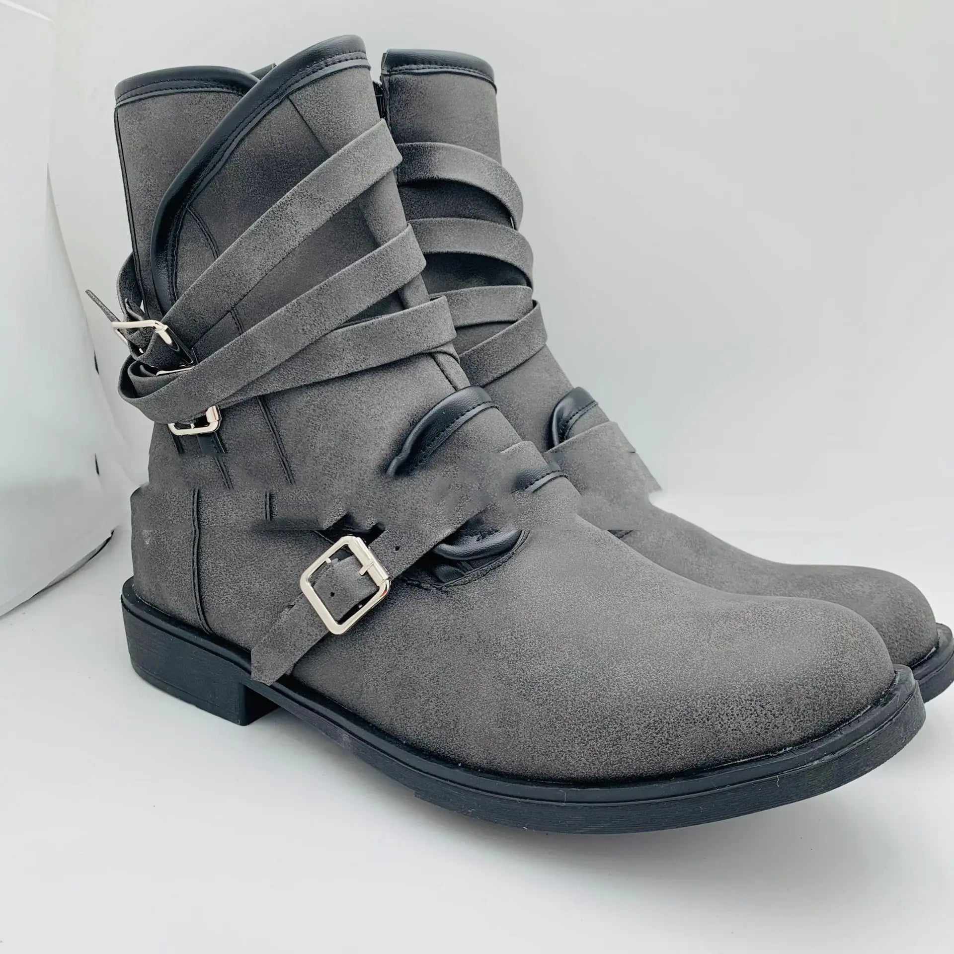 Men's Casual Short Boots with Chunky Heel & Zipper Kia Day Design