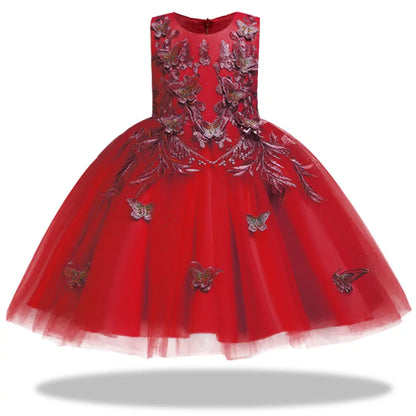 Girls Butterfly Dress Red