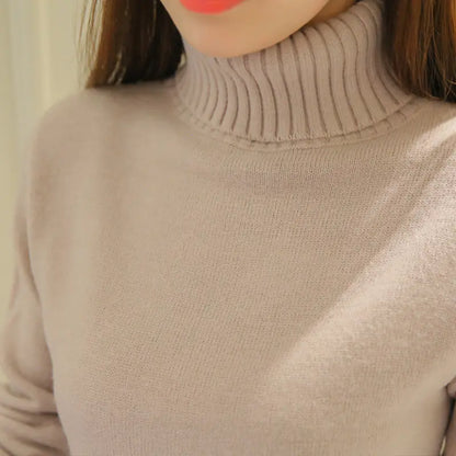 Long Sleeve Slim Fit Knitted Turtleneck Sweater - Kia Day Design