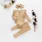 Babies Knit Long Sleeve Romper and Pants light beige 6-12 Months