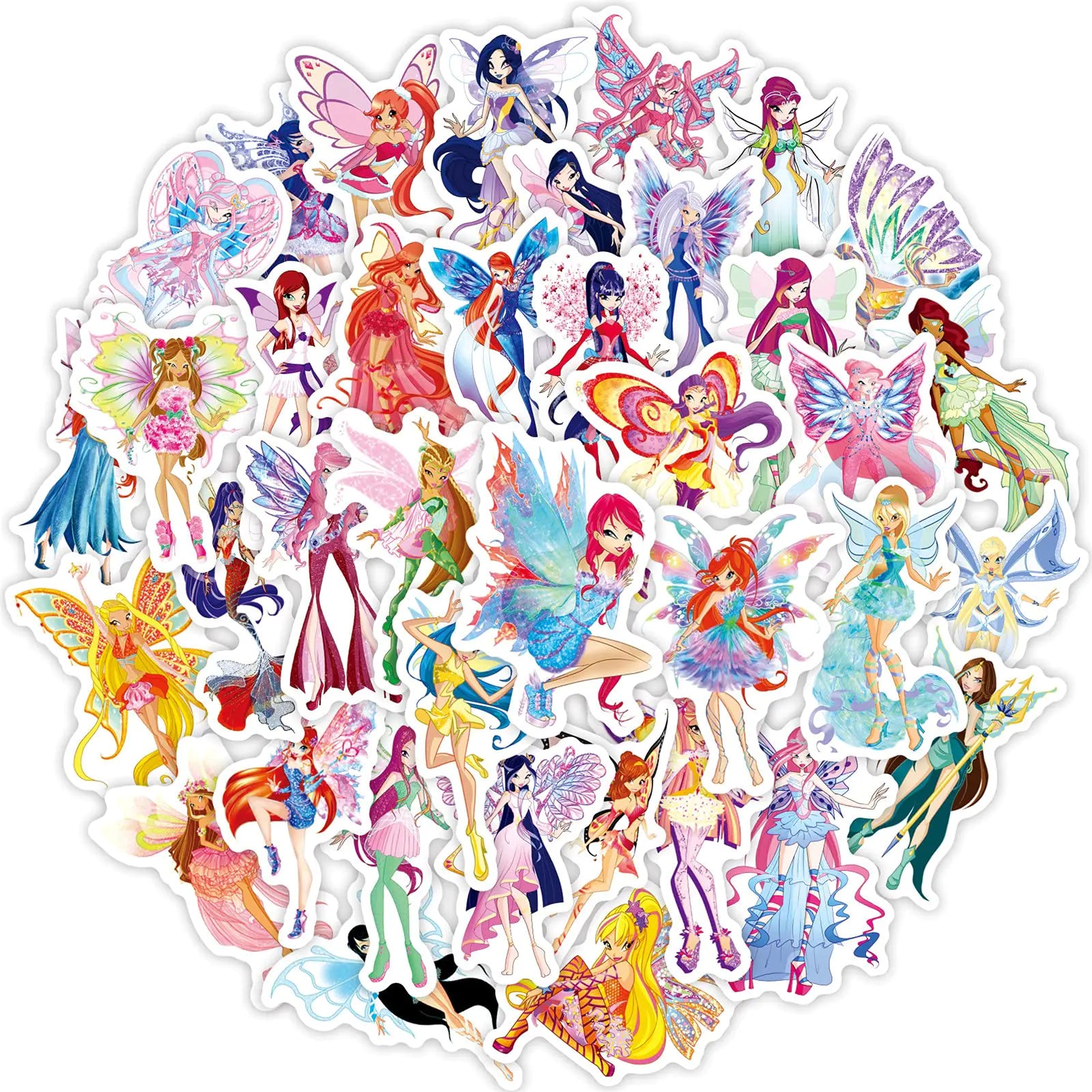 Cute Fairy Stickers for Girls Colorful Butterfly Fairy Stickers for Scrapbook 50Pcs Vinyl Waterproof Aesthetics Stickers Bulk for Water Bottles Laptops Phone Luggage Party Supplies (Fairy) Kia Day Design