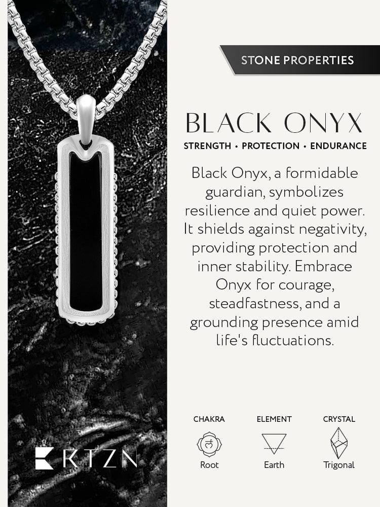 Black Onyx Column Pendant Necklace - - Column Pendant