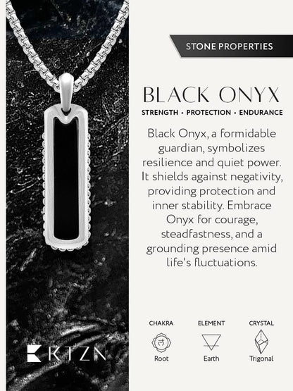Black Onyx Column Pendant Necklace - - Column Pendant