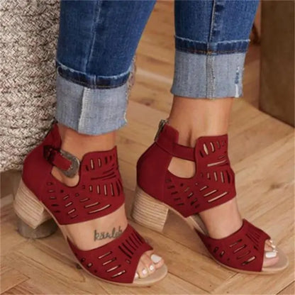 Vintage Hollow Out Sandals Red 39