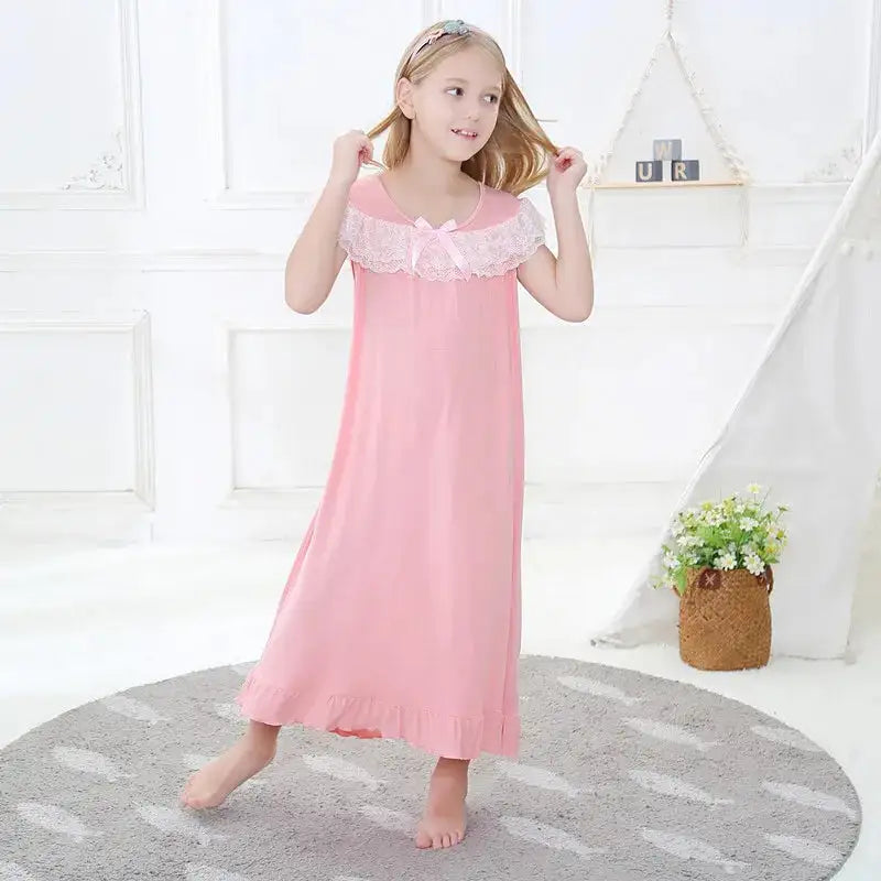 Girls Short Sleeve Pajama Dress - Kia Day Design
