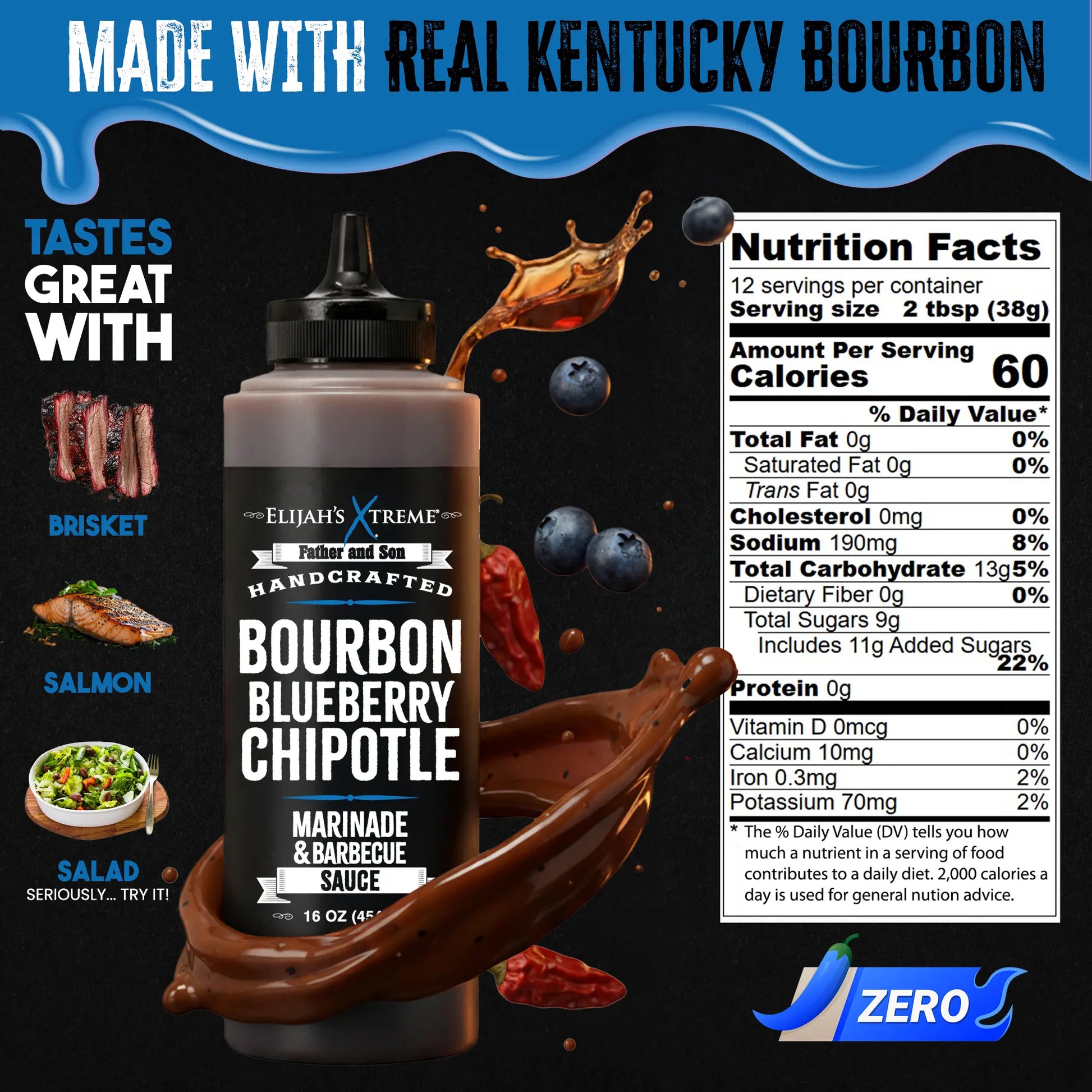 Bourbon Blueberry Chipotle BBQ Sauce & Marinade - - BBQ Sauce