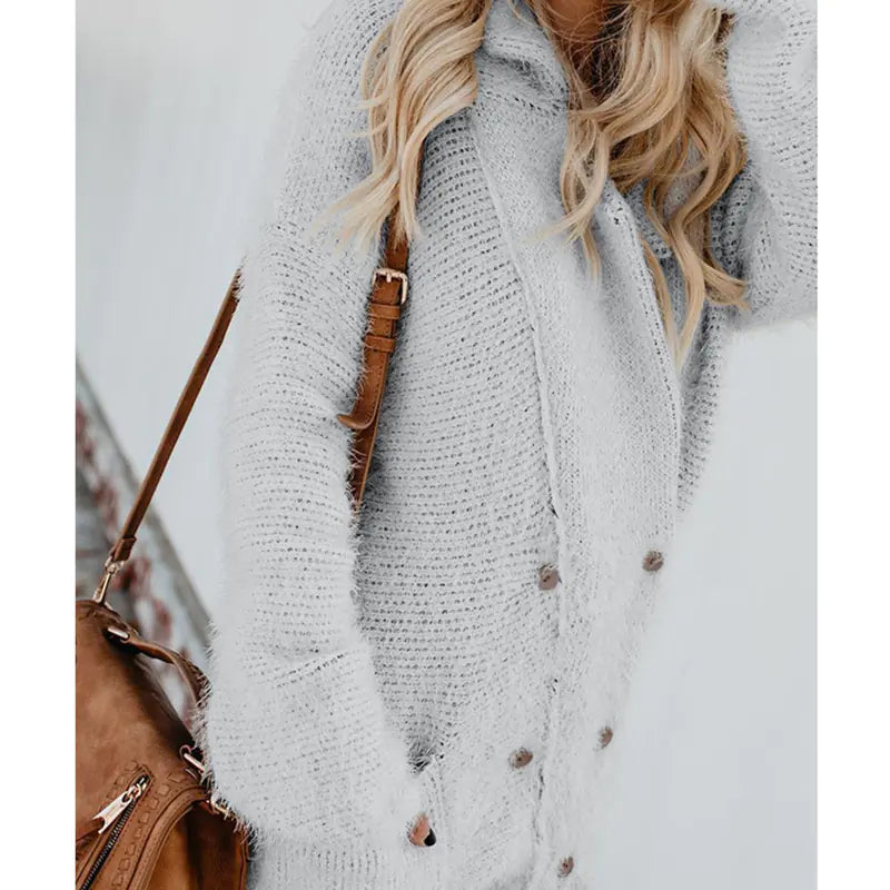 Women's Knitted Sweater with Double Buttons - Kia Day Design