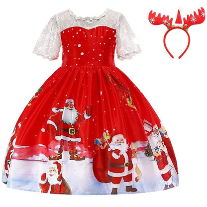 Girls Christmas Dress Red white 10T