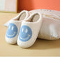 Cute Smile Pattern Fluffy Slippers Blue