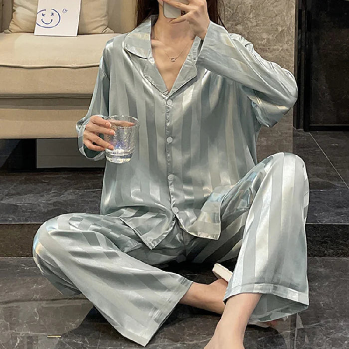 Silk Striped Pajama Set