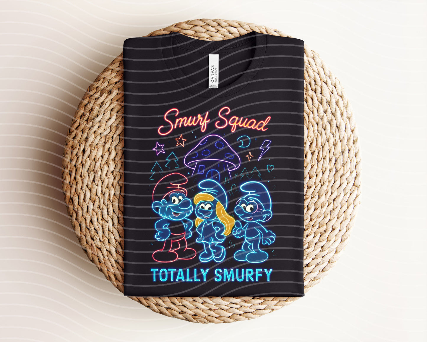Smurf Squad Neon Graphic Tee - - graphic tee