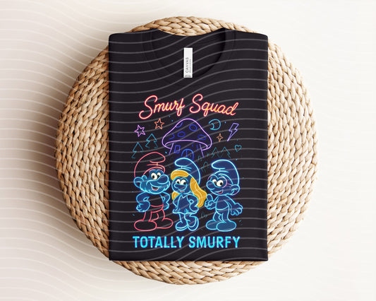 Smurf Squad Neon Graphic Tee - - graphic tee