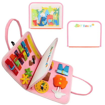 Toddlers Montessori Educational Busy Board 4 pages Pink DIY