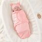 Cotton Baby Swaddle Blanket With Hat Pink 0-3 0-3 Months