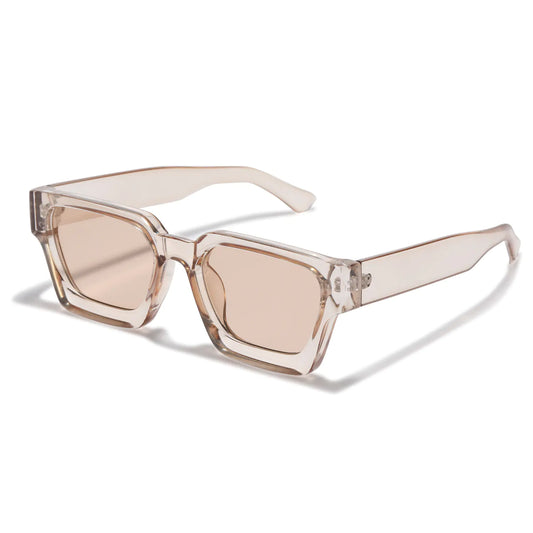 Rectangular Narrow Frame Sunglasses - Transparent Tea - sunglasses
