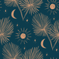 Night Palm Wallpaper, navy and terra cotta- Samantha Santana Creative- {{Product type}}