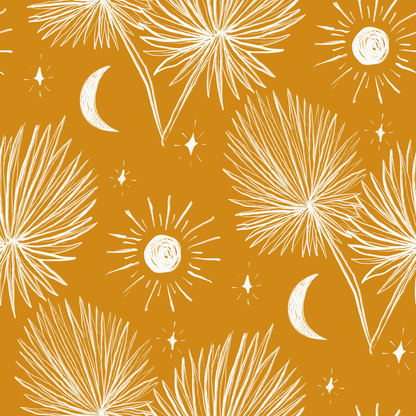 Night Palm Wallpaper, marigold and white- Samantha Santana Creative- {{Product type}}