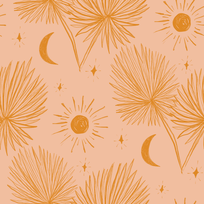 Night Palm Wallpaper, peach and orange- Samantha Santana Creative- {{Product type}}
