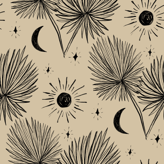 Night Palm Wallpaper Tan and Black - LUXE Peel & Stick - Wallpaper