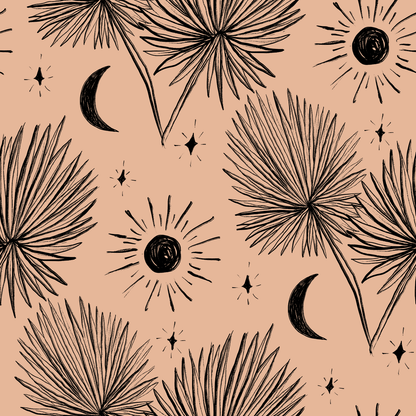 Night Palm Wallpaper, terra cotta and black- Samantha Santana Creative- {{Product type}}