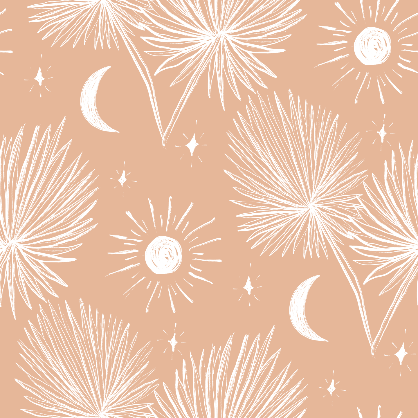 Night Palm Wallpaper, terra cotta and white- Samantha Santana Creative- {{Product type}}