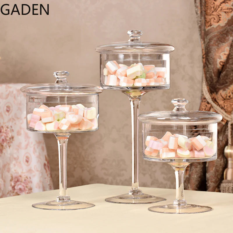 European Style Tall Transparent Glass Candy Jar with Lid - Kia Day Design