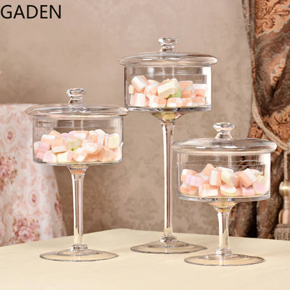 European Style Tall Transparent Glass Candy Jar with Lid - Kia Day Design
