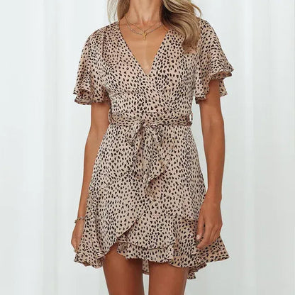 Summer V-Neck Ruffle Womens Dress - Kia Day Design