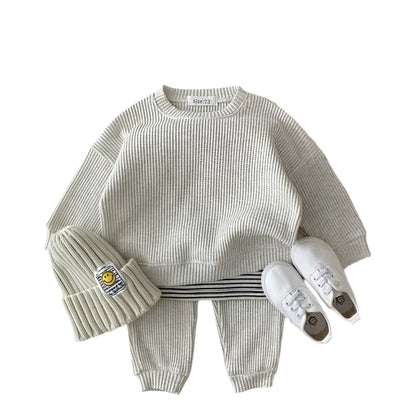 Baby Cotton Knitting Clothing Sets Gray 3Y