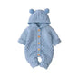 Baby Romper Bear Ear Knit Hooded Jumpsuit Blue 24 Months Old