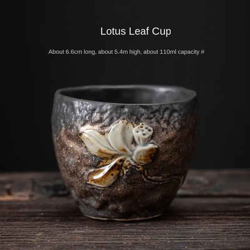 Japanese Iron Glaze Ceramic Tea Cup Kia Day Design